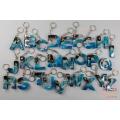 Keychain- Blue Glitter Initial Keychains-  A-Z letters-  Resin Keychains for boys and girls- Key Holders. 