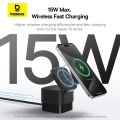 Baseus 25W Magnetic Wireless Charger, MagPro 2 in 1 Fast Charger Stand For iPhone and Airpods with USB-C Output For iWatch Charger. 