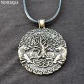 Wicca Tree Of Life Pendant Double Wolf Amulet Wiccan Talisman Pagan Jewlery Women Men Necklace Viking Jewelry Dropshipping 2020. 