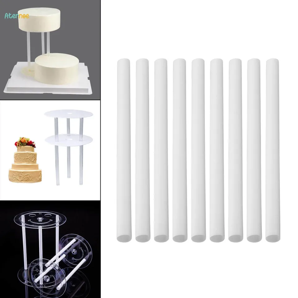 Tiered Cake Construction 10-Pack White Plastic Cake Dowel Rods - 9.5 ...