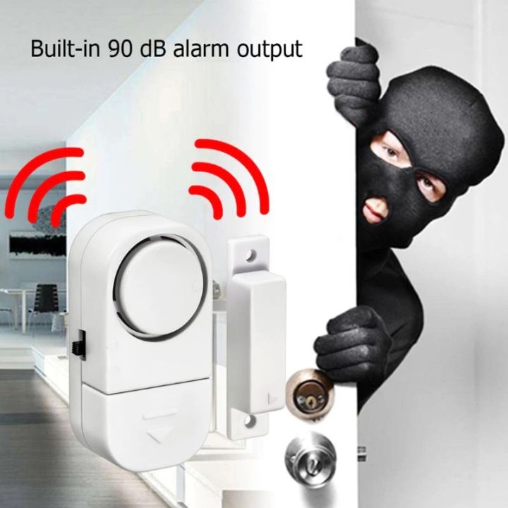 Independent Wood Door Alarm Sensor Window Detector With 80Db Buzzer Burglar Security Alarm System LR44 button Battery