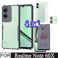 Realme Note 60x Shockproof Phone Case for Realme Note 60 50 4 in 1 Camera Lens Glass Screen Protector and back film. 