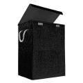 Fabric Laundry Basket Hamper Lid & Handle Ideal for Clothes Storage Box & Square Baskit Bins Cloth Organizer Cubes Organizer with Handles Jewelry And Makeup Storage Box with Dual Handles. 
