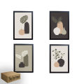 Set of 4 Trendy Design Shapes Framed Art Prints with Glass 12 x 8 Inches Wall Art Posters for Wall Decor Wall Hangings - White Frame | Ready To Hang. 