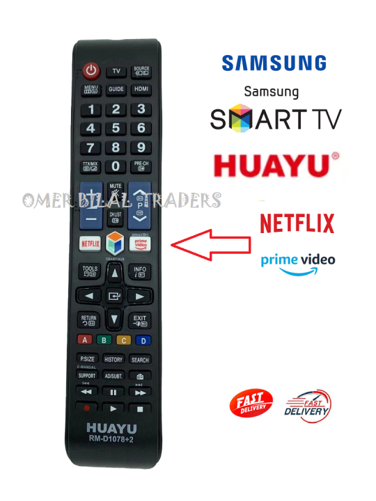 SAMSUNG%20Universal%20Remote%20for%20Smart%20LED%20TV%20with%20Netflx%20&%20Prime%20Video%20Button%20Huayu%20RM-1078%20+2%20-%20Image%203