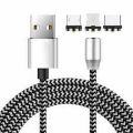 Magnetic Charging Cable Micro USB, Type C, Lighting iPhone Nylon Braided 1M-fast Magnetic charging Cable 3A Fast Charging Micro USB Type C Cable Magnetic Charger Cable-Original Magnetic Fast Charging Cable 3in 1 - Micro USB Android - Type C - Braided LED. 