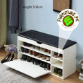 Premium Quality wooden Entrance Shoes organizer  Shoes Rack with Seat Cushion by eFurniturePK. 