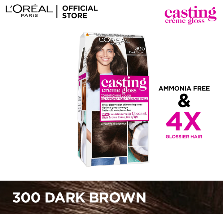 LOreal Paris Casting Creme Gloss - 300 Dark Brown, No-Ammonia Crème Formula Blends Away Grey Hair, And Provides A Luscious Smell