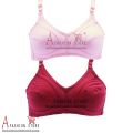 A.Fashion Pack of 02 Soft Cotton Jersey Hosiery Fabric Bra For Girls - Brazier Brassier Undergarments for Women Multi Color - Ladies Under garments. 