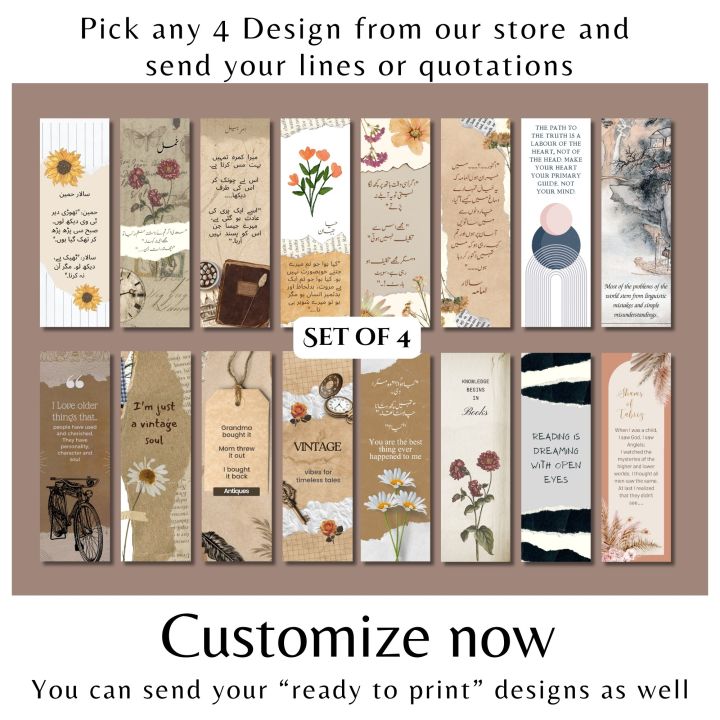 Customizable Bookmarks | Send your dialouges and customize now | Bookmarks for Urdu Novels, English Books and Quran | Gift Idea | Trendy and Unique Bookmarks | Customization available