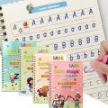 Reusable Sank Magic Practice Copybook Montessori Reusable Magic Books for Kids Handwriting Free Wiping Calligraphy Montessori Practice Copy Books (4 Magic Books + 1Magic Pen + 10 Refills + 1Grip). 