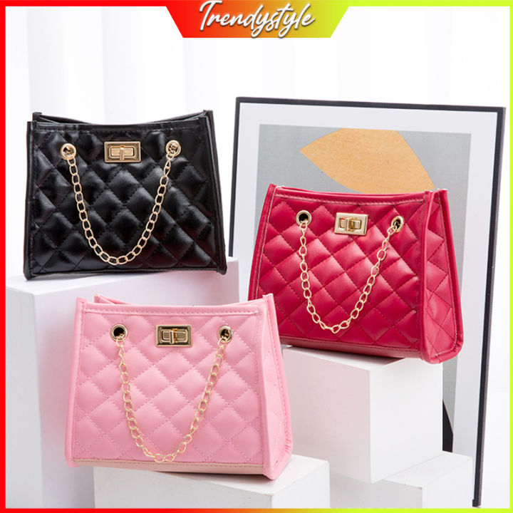 New Women's Bag Rhombus Chain Bag Fashion Style Pu Leather Tide Shoulder Bag Oblique Cross Bag Work Commuting Bag Celebrity Style Bag