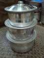 3 Pieces Pot Set Aluminium With Metal Finish 3 Pieces Degchi Set With Cover Bowl pot. 