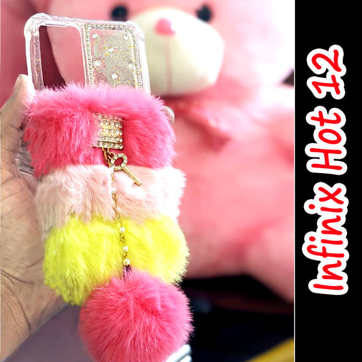 Infinix Hot 12 Back Cover Case - Ladies Fancy Phone Cover for Girls - Light Multicolor