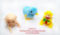Pack of 3 Funny Walking Chicken Chick, Jumping Monkey, Crawling Baby Wind Toys for Kids Boys & Girls. 