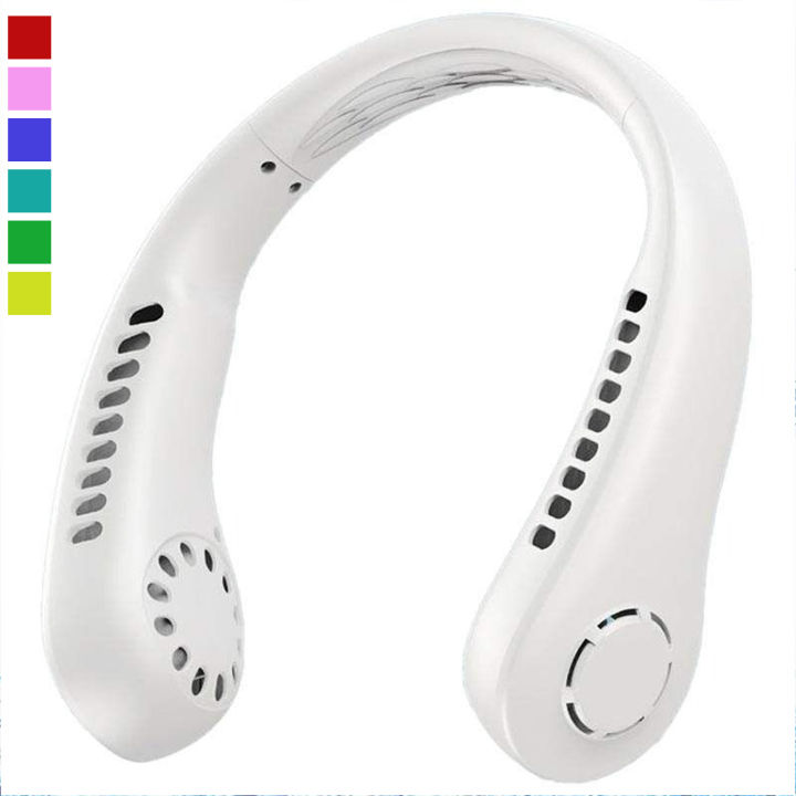 Rechargeable Portable Bladeless Neck Fan 3 Speeds - USB Wearable Hands Free Fan, Neck Cooling Fans, Leafless Hanging Mini Neck Fan for Women Men Travel Sports Outdoor