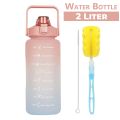2000ml Motivational Water Bottle With Straw, 2L Gradient Color Drinking Water Bottle For Girls And Female Gym With Handle, Portable WaterBottle For School, Fitness, Outdoor Sports, BPA Free Grade Plastic Leak Proof Travel Water Bottles For Girls And Boys. 