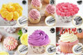 14pcs Cake Piping Nozzle Tools Set Silicone Icing Piping Cream Pastry Bag, Stainless Steel Nozzle Pastry Tips Converter for Dessert Decoration. 