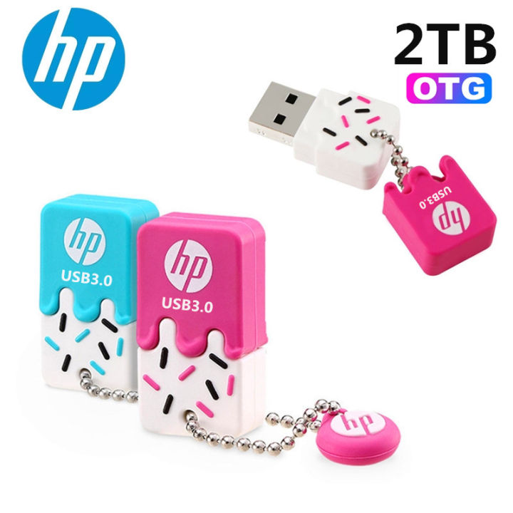 【COD+Ready Stock + FREE Shipping 】HP USB Flash Drive 32gb 64gb 128gb 256gb 512gb USB3.0 Silicone Ice Cream Orange Pendant Drive C-type OTG DJ Disk Pen Drive