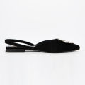 Flat sandals women's shoes green rhinestone wedding toe mules. 