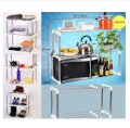 Extendable Multi-functional Telescopic Framework Microwave Kitchen Storage Organizer Rack. 