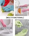 Reusable Silicone Dish Washing Gloves: Premium, Durable, Heat Resistant, Waterproof, Long Design with Scrubber - Perfect for Girls, Winter, Kitchen, Cleaning, and Car Washing - Best Quality Multipurpose Pack. 