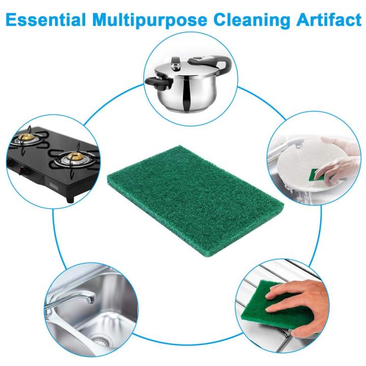 10 pcs Kitchen Bowl/ Dish Wash Clean Scrub Sponge Cleaning Pads Green - Scrub Pad