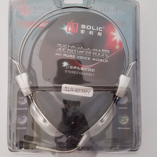 Original Solic SLR-823MV Headphone Noise Cancellation Next Level Comfort For Computer Laptop Office Home Use Headphones With Microphone Adjustable Size For Universal Use Brand New Pin Pack Head Phones