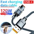 Type C to Type C Cable 120W Super Fast Charging Charger USB To Type-C Cable LED Display Data Cord For Xiaomi Samsung Huawei. 