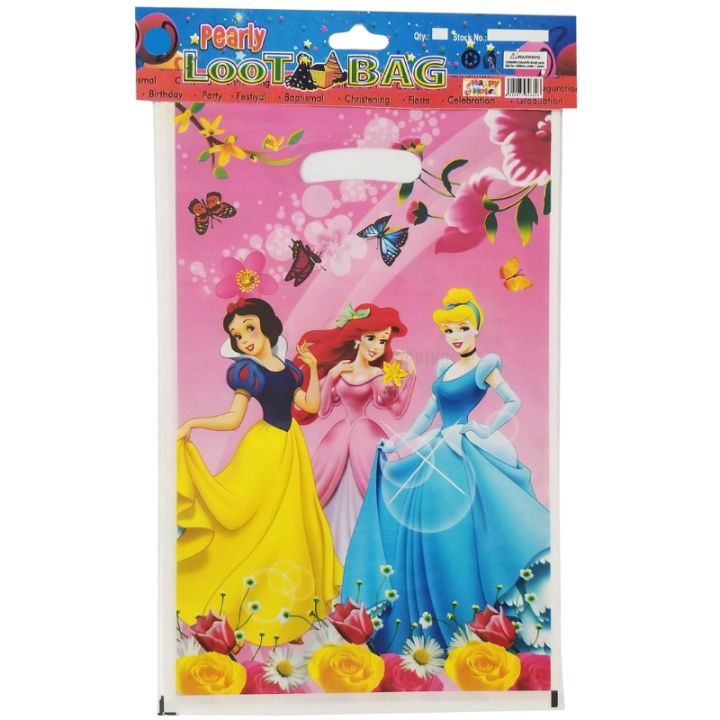 Princess Goody Bags - 10 x 6 Inch - Gift Bags - Princess Theme - Pink - Girls - Pack Of 10