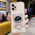 Phone Case For Xiaomi Redmi Note 13 Pro Plus 13C 13T 13 Lite POCO X6 Quicksand Astronaut Plating Stand Crossbody Necklace Cover. 