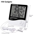 HTC-2 & HTC-1 Digital LCD Temperature & Humidity Meter | Indoor Outdoor Thermometer Hygrometer Weather Station Alarm Clock for Room, Baby Room, Greenhouse, Egg Incubator, Aquarium, Fridge. 