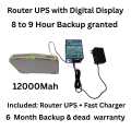 WiFi Router UPS Power Bank 12 Volts 1A 1.5A 5 to 6 Hours Guaranteed Backup TpLink, Tenda PTCL, Fiber, ONT 12v Router UPS Digital Display | included Fast Charger | 6 month warranty. 