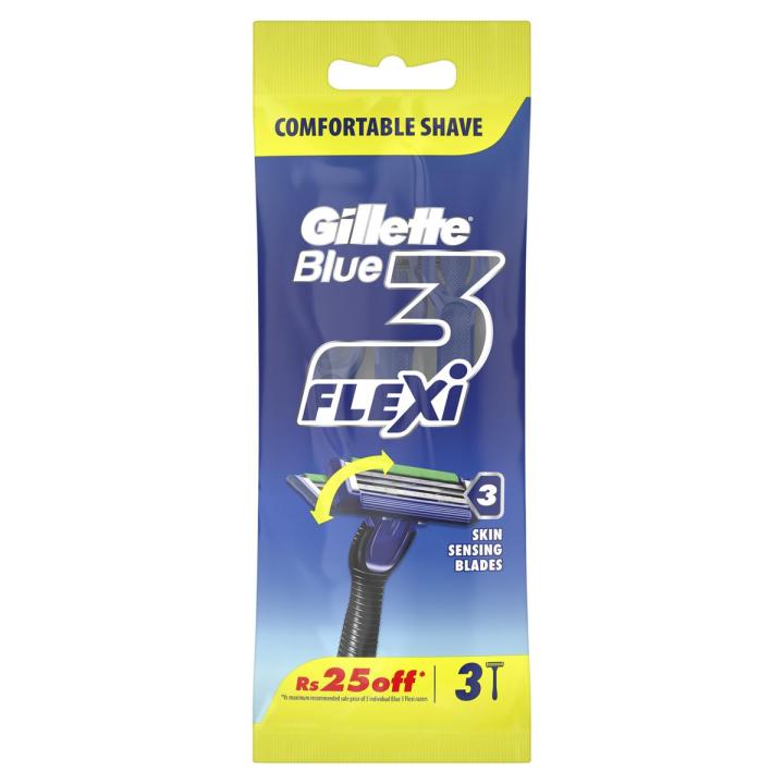 Gillette Blue 3 Flexi Disposable Shaving Razor Bag of 3