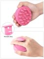 Hair Scalp Massager Shampoo Brush Soft Silicon Bristles Pink Color. 