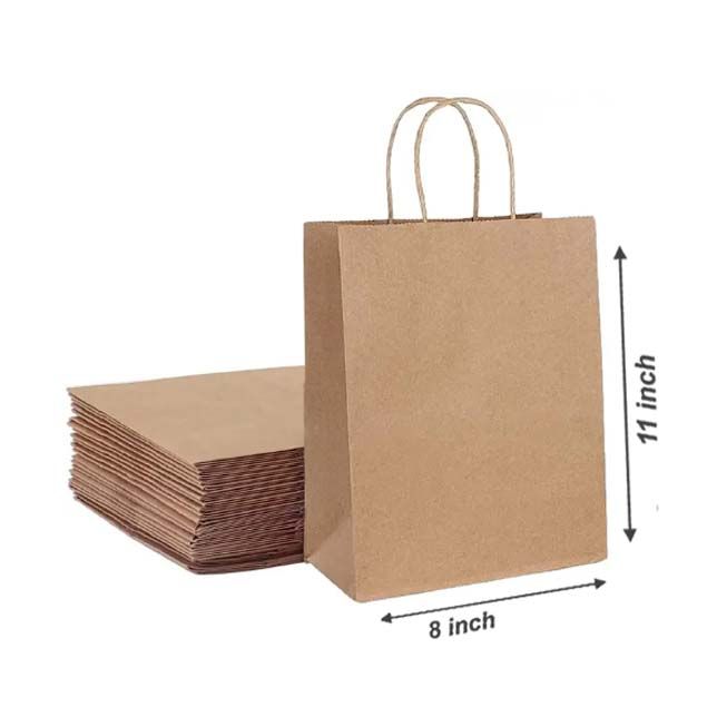 10-50 PCS Kraft Bag Paper Gift Bags Reusable Grocery Shopping