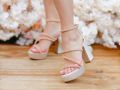 WEDDING SANDALS SHOES, Block Heel, Pearl Shoes, Bridal Ivory Shoes, High Heels, Cream Low Heel, Wedding Shoes, Beige. 