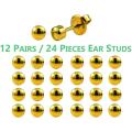 Ear Piercing Studs Surgical Steel Sterile Nose Navel Body Piercing kit Studs Earrings Earbob Earlet Set 12 Pair(24 Pieces). 