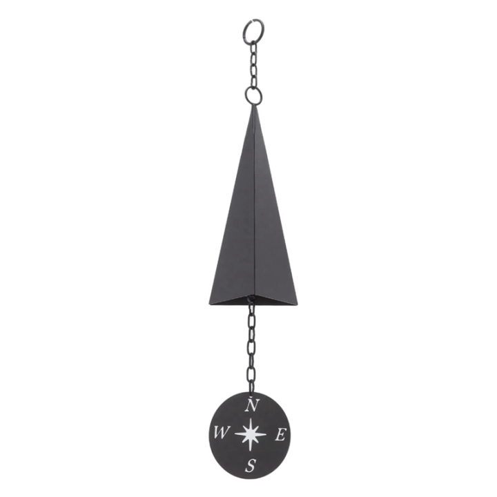 1 Piece Retro Design Iron Triangle Wind Bell with Compass Metal Wind Chimes Decor