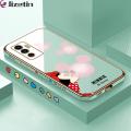 Jizetin (Free Lanyard) for Vivo V23E V23E 5G Back Cover Bubble Mouse Luxury 6D Plating Case Side Pattern Soft Silicone Square Phone Cases. 