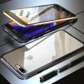 For Apple iPhone 8 plus Casing 360° Full Body Transparent Tempered Glass with Magnetic Adsorption Metal Bumper Case Cover. 