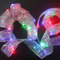 Christmas Ribbon with LED Lights Waterproof Fabric Gift Wrapping Ribbons for Outdoor. 