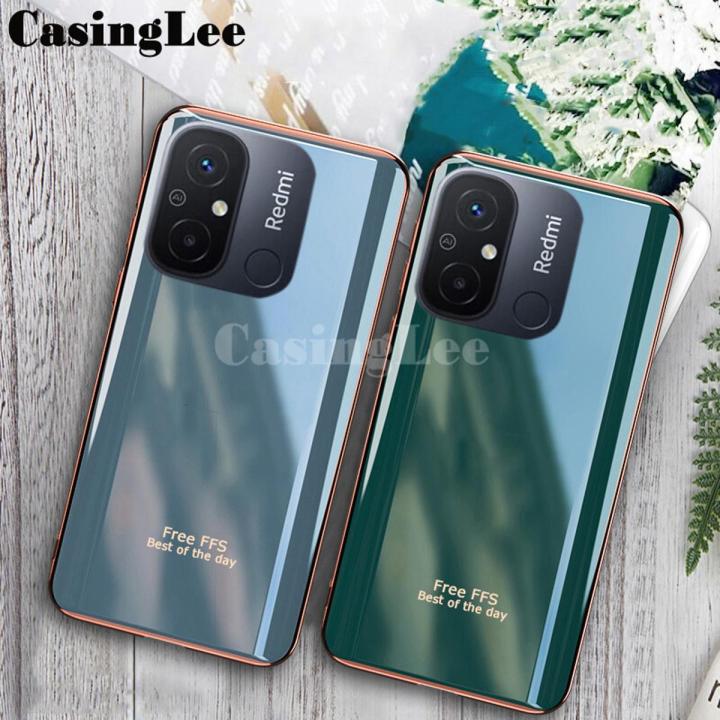 For Redmi 12C Case Plating Electroplate Emerald Green Shining Clear Casing For Xiaomi Redmi 12C Phone Cases cover