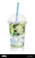 ( pack of 10 ) Disposable plastic Juice glass 480 ml with cap and straw stylish juice glass. 