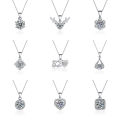 Live source: imitation silver necklace, moissanite pendant, women's love jewelry, niche and versatile clavicle chain, color-preserving titanium steel chain. 