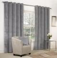 Grey Velvet Ring Top / Eyelet Curtains - Set of 2 Panels. 