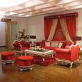 Golden Oak Luxury 7 Seater Maroon Color Sofa Set with Complete Table Set. 