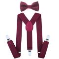 Elastic Gallace Suspenders Set With Silk Bow Tie For Boy's Girl's ( 5 Years To 14 Years). 