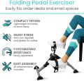 Folding Pedal Exerciser Under Desk Exercise Bike for Seniors Elderly Sit Down Stationary Peddler Equipment for Arm, Leg, Hand, Foot Mini Floor Bicycle with LCD Display Adjustable Tension. 