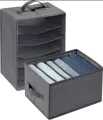 6 Grids Washable Wardrobe Clothes Organizer, Jeans Compartment Storage Box, Clothes Drawer Mesh Separation Box, Portable Foldable Closet. 